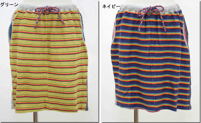 ●BLUE　LAKE　MARKET　【ブルーレイクマーケット】　サマーラグボーダー丸ポケットスカート　B-259016