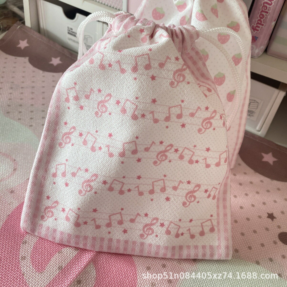ピンクメロディー 巾着 cantabile ピアノ発表会 記念品 音楽雑貨 ねこ雑貨 バレエ雑貨 記念品に最適 音..