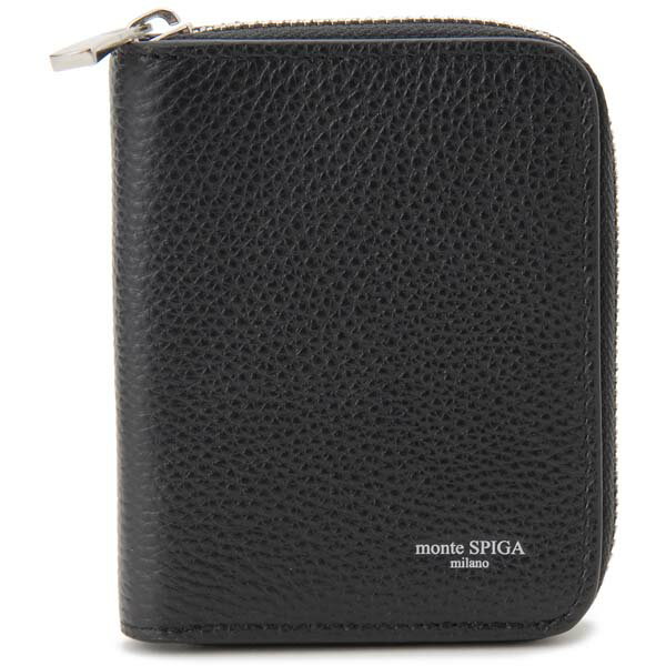 モンテスピガ monte SPIGA 牛革 本革コインケース メンズ ブラック 黒 MOSMSP005BK コンパクトラウンド財布 かっこいい カッコイイ オシャレ おしゃれ