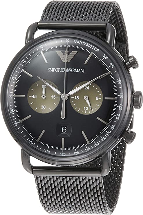 エンポリオ アルマーニ 腕時計 メンズ ブラック シンプル カレンダー クオーツ EMPORIO ARMANI AR11142 AVIATOR