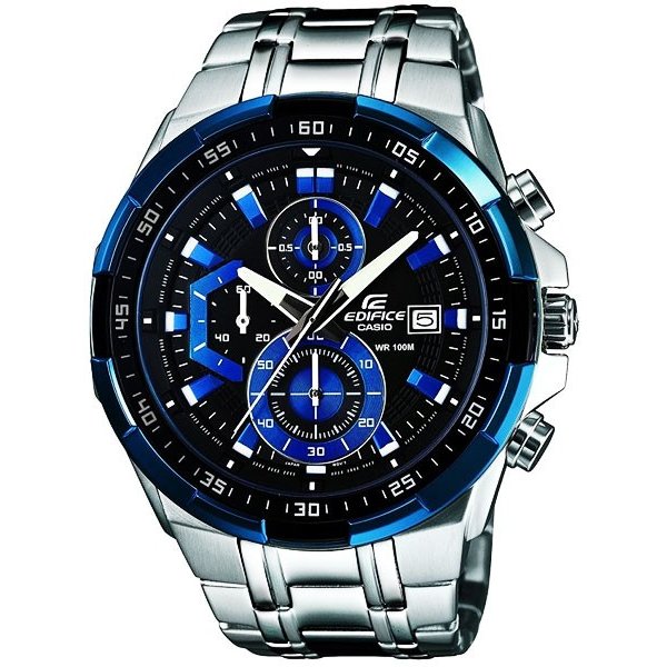 エディフィス 腕時計 メンズ ブル− シルバー カシオ EDIFICE エディフィス 100m防水 クロノグラフ CASIO EFR-539D-1A2