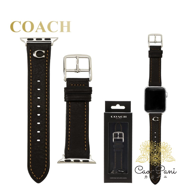 コーチ アップル ウォッチ専用ベルト レディース ブラック グレー COACH 38mm/40mm ケース対応 Cロゴ カーフスキンレザー ストラップ 14700076