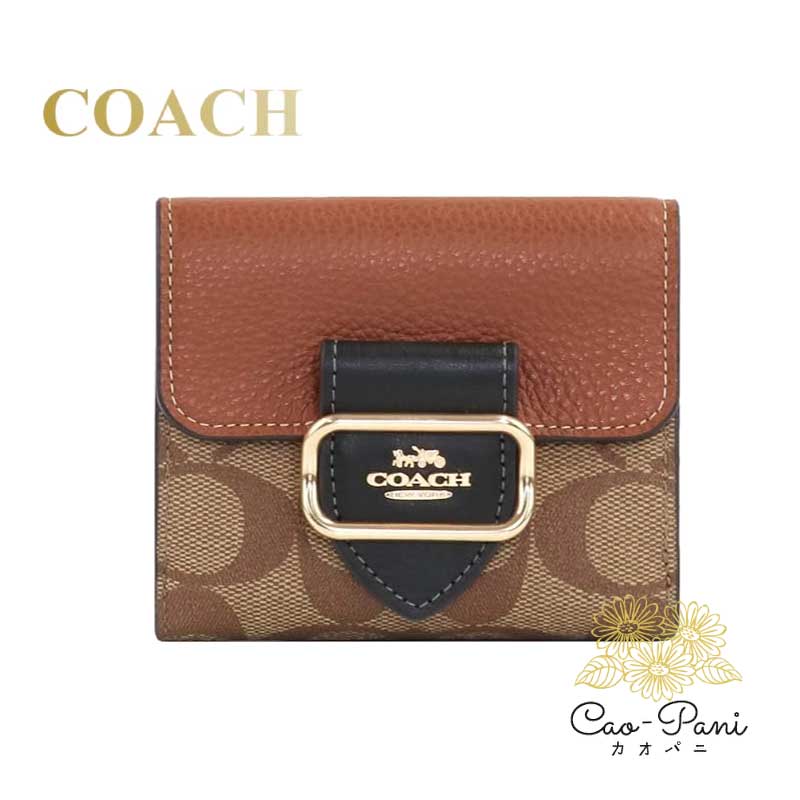 コーチ 二つ折り財布 ミニ財布 CF472-IME7V シグネチャー カーキ ブラウン レディース COACH