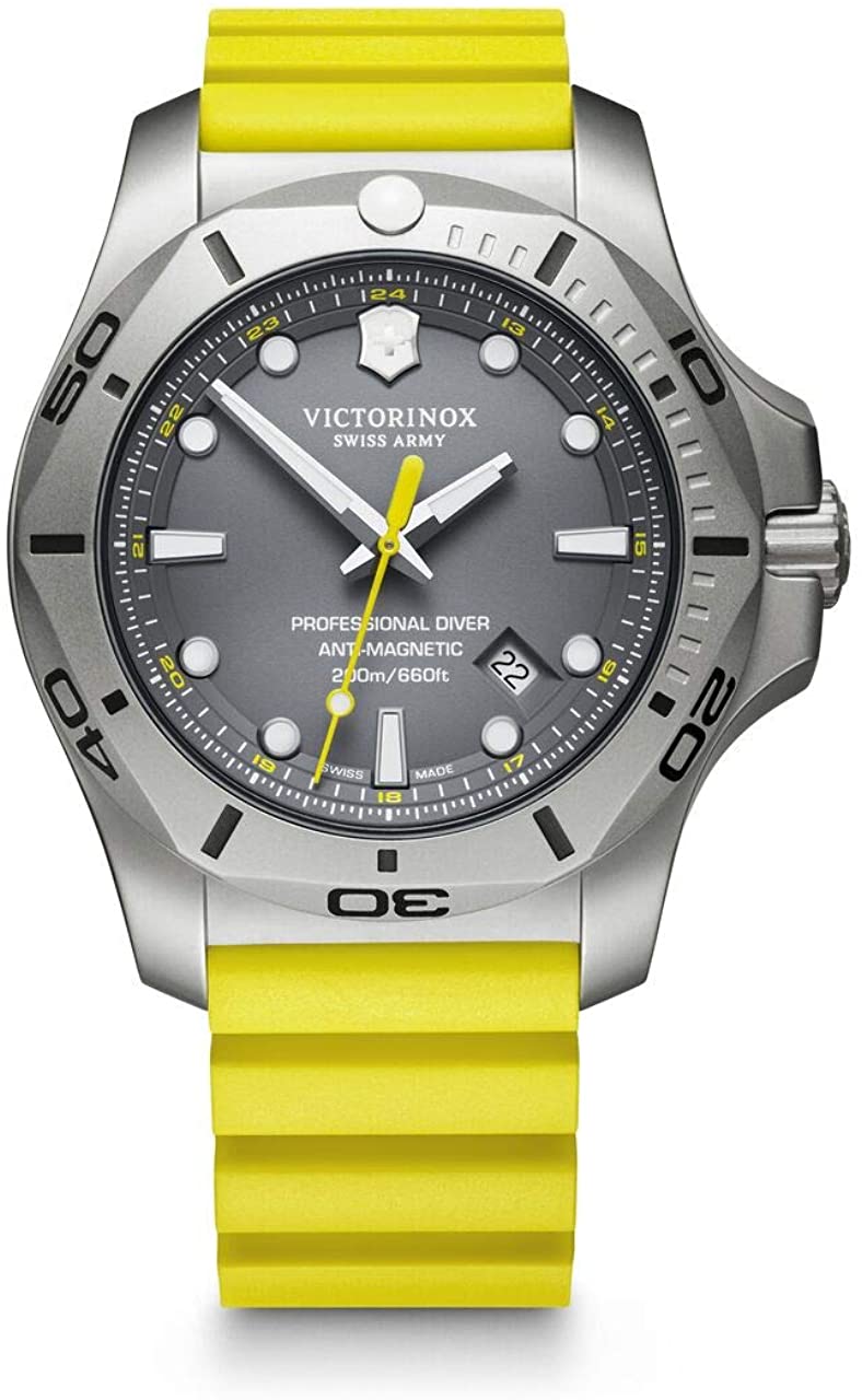 ビクトリノックス 腕時計（メンズ） 腕時計 メンズ イエロー グレー Victorinox ビクトリノックス I.N.O.X. PROFESSIONAL DIVER 241844　黒の替えベルト付き