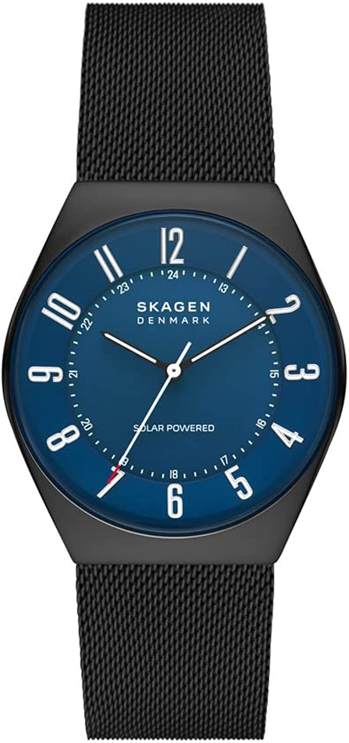 スカーゲン ビジネス腕時計 メンズ スカーゲン 腕時計 メンズ ブラック ブルー クオーツ クロノグラフ SKAGEN SKW6837 Grenen Solar Powered Watch