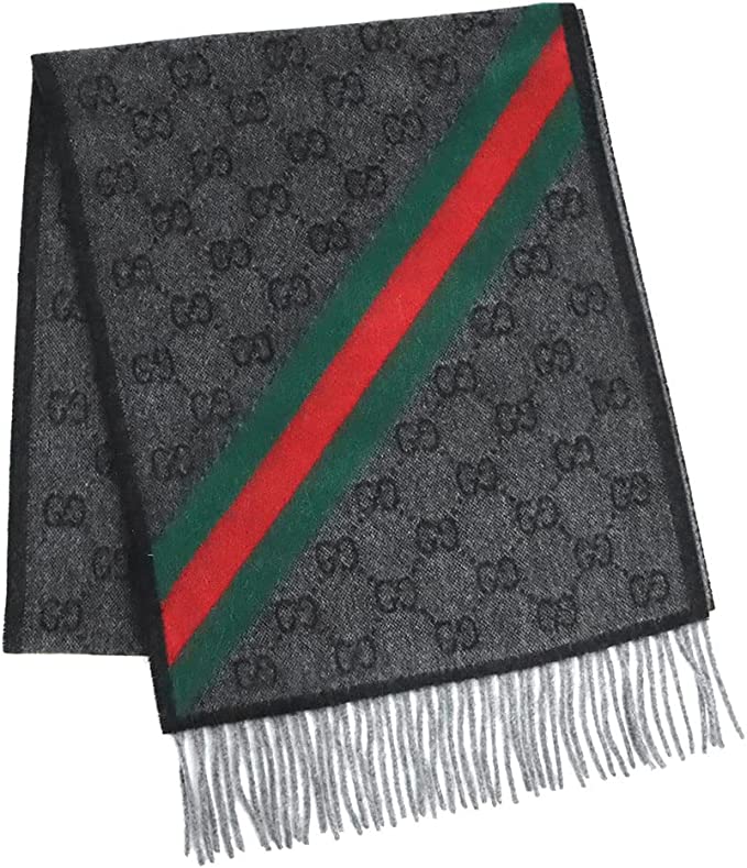 グッチ ストール グッチ メンズ ストール マフラー レッド グリーン ブラック GUCCI 100% Wool GG Pattern Scarf Unisex Gray 570603 3G200 1466