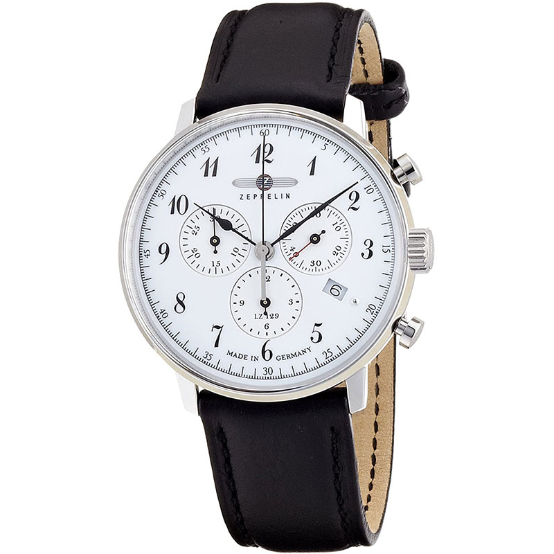 ツェッペリン 腕時計 メンズ ブラック ホワイト ツェッペリン LZ129 クロノグラフ カレンダー ZEPPELIN 70861