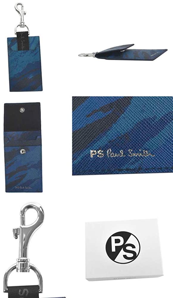 【最大1500円OFFクーポン スーパーセール中】 キーケース メンズ ブラック ブルー Paul Smith ポール・スミス FLAT CARD HOLDER M2A-6386 ECAMO 41 並行輸入品