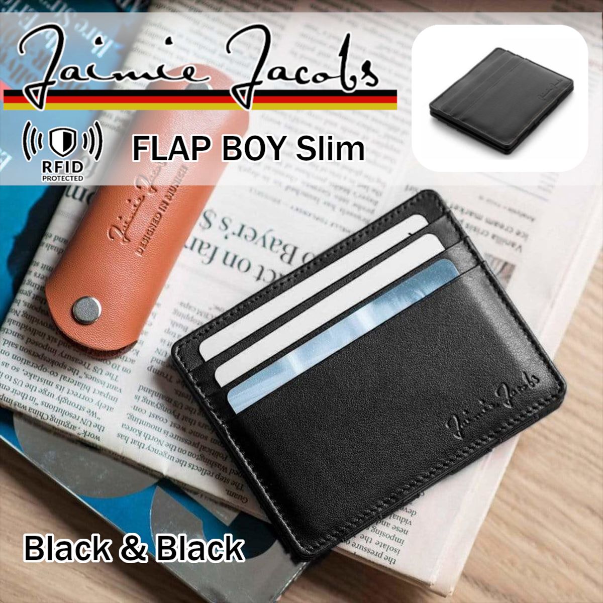 Jaimie Jacobs FLAP BOY SLIM 魔法の財布 （ スキミング防止 超コンパクト ギフトボックス付き ） 【 正規輸入品 】（ 日本独占販売権取得) かっこいい カッコイイ オシャレ おしゃれ