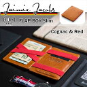 Jaimie Jacobs FLAP BOY SLIM 魔法の財布 コニャック&レッド ( スキミング防止 超コンパクト ギフトボックス付き ) 【 正規輸入品...