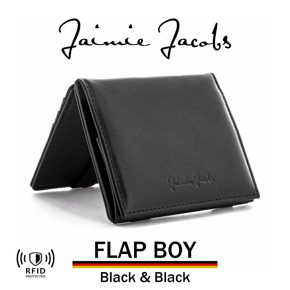 楽天カオパニ楽天市場店Jaimie Jacobs Flap Boy ジェイミージェイコブス フラップボーイ 黒 Black メンズ 財布 ウォレット 高級 革 レザー 魔法の財布 ハンドメイド 二つ折り スキミング防止 かっこいい カッコイイ オシャレ おしゃれ