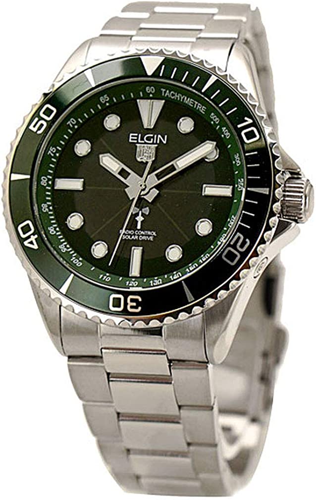 エルジン 腕時計（メンズ） エルジン 腕時計 メンズ シルバー グリーン ELGIN エルジンウォッチ FK1427S-GRP 腕時計 ソーラー ダイバー