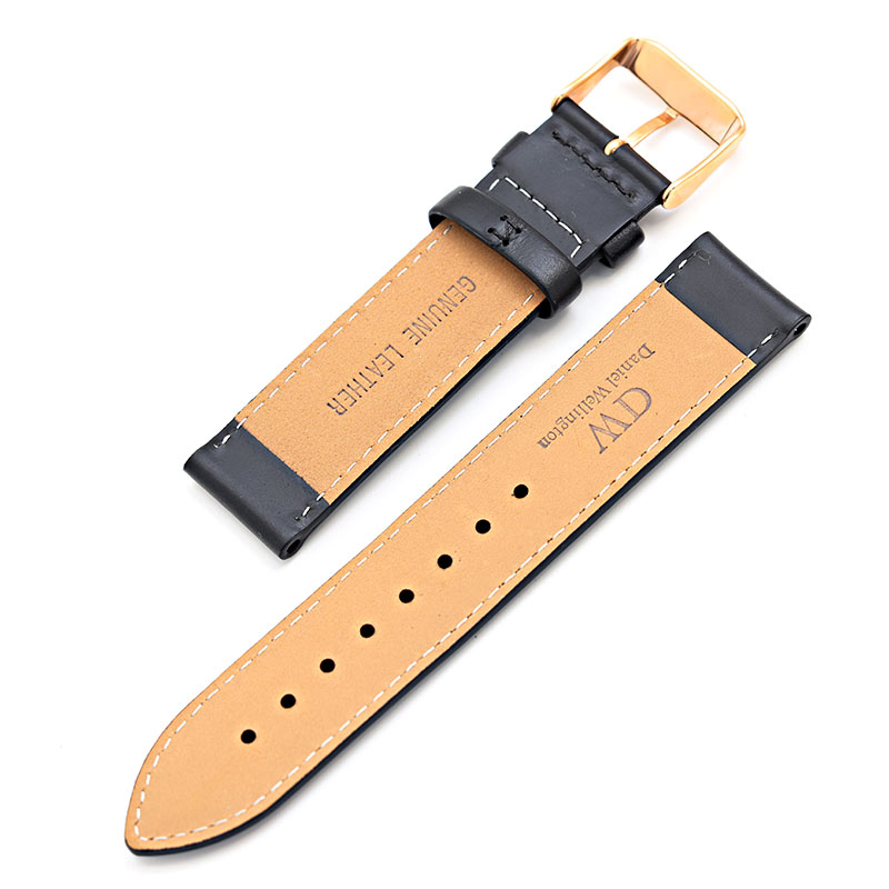 ダニエルウェリントン 腕時計用ストラップ Classic Sheffield ブラック ローズゴールド DW00200007 メンズ レディース Daniel Wellington