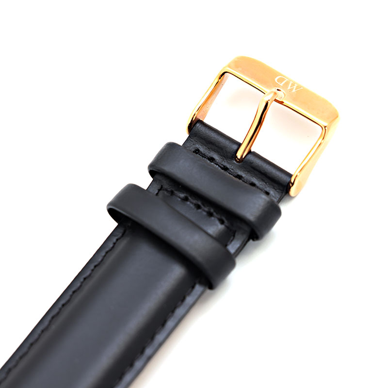 ダニエルウェリントン 腕時計用ストラップ Classic Sheffield ブラック ローズゴールド DW00200007 メンズ レディース Daniel Wellington