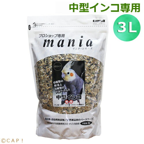 ※大袋※CAP! 鳥の餌 賞味期限2025/7/31 黒瀬ペットフード マニア 中型インコ専用 3L（約2.1kg）