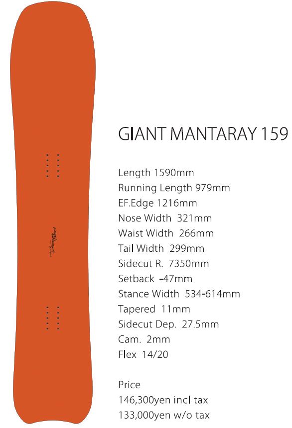 早期予約商品★25-26モデル★GENTEMSTICK（ゲンテンスティック）GIANT MANTARAY サイズ：159【エッジカバー・チューンナップ・ショートビス・オリジナルグッズ プレゼント】【送料無料】（※北海道・沖縄/離島は送料別）