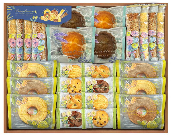 〇商品名：フェアリーガーデン ベイクドスイーツ 26 JFG-30〇商品内容：クッキー（ミルク・メープル・チョコチップ・ショコラ）×各2、スティックパイ(メープル・ショコラ）×各4、マドレーヌ(プレーン・チョコ）×各2、バウムクーヘン(バニ...