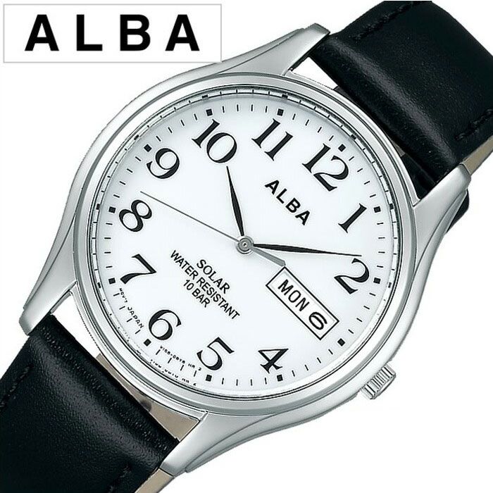 アルバ 腕時計 メンズ 電池交換不要 ソーラー ALBA アルバ時計 ホワイト AEFD543 ペア モデル SEIKO セイコー ブラック シルバー 黒 銀 白 3針 V158 防水 おしゃれ 誕生日 新生活 プレゼント ギフト 観光 旅行 遠足 入学 卒業