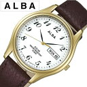 アルバ 腕時計 メンズ 電池交換不要 ソーラー ALBA アルバ時計 ホワイト AEFD544 ペア モデル SEIKO セイコー ブラウン ゴールド 茶 金 白 3針 防水 おしゃれ ブランド 誕生日 新生活 プレゼント ギフト 観光 旅行 遠足 入学 卒業