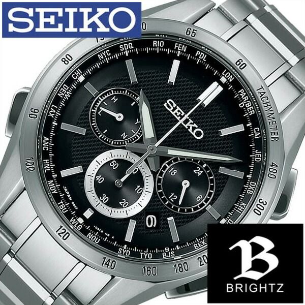 セイコー腕時計 SEIKO時計 SEIKO 腕時計 セイコー 時計 ブライツ BRIGHTZ メンズ ブラック SAGA193 [ メタル ベルト 正規品 ソーラー 電波 修正 クロノグラフ 防水 シルバー おしゃれ ブランド ] 誕生日 新生活 プレゼント ギフト 2022