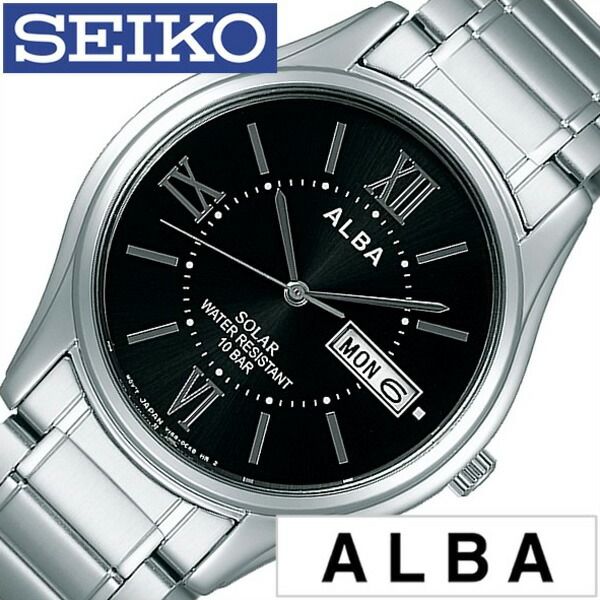 セイコーアルバ腕時計 SEIKOALBA時計 SEIKO ALBA 腕時計 セイコー アルバ 時計 メンズ ブラック AEFD553 メタル ベルト 正規品 防水 電池交換不要 ソーラー シルバー シンプル ご褒美 おしゃれ 誕生日 新生活 プレゼント ギフト 観光 旅行 遠足 入学 卒業