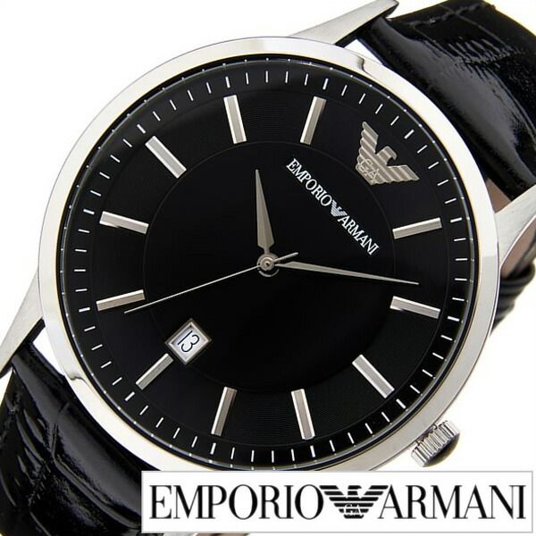 エンポリオアルマーニ腕時計 EMPORIO ARMANI 腕時計 エンポリオ アルマーニ 時計 クラシック メンズ ブラック AR2411 人気 ブランド 高級 EA エンポリ おすすめ オシャレ 革 レザー ベルト シルバー 誕生日 新生活 プレゼント ギフト 観光 旅行 遠足 入学 卒業