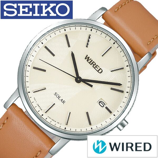 セイコー腕時計 SEIKO時計 SEIKO 腕時計 セイコー 時計 ワイアード WIRED メンズ レディース オフホワイト AGAD092 正規品 オフィスシンプル ラウンド ライトブラウン シルバー レザー 革 ソーラー プレゼント ギフト 旅行のサムネイル