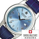 スイスミリタリー腕時計 SWISSMILITARY時計 SWISS MILITARY HANOWA 腕時計 スイス ミリタリー ハノワ 時計 ローマン ROMAN メンズ ライトブルー ML-409 正規品 人気 防水 革 レザー ベルト カレンダー ブルー 誕生日 新生活 プレゼント ギフト 旅行 入学 卒業