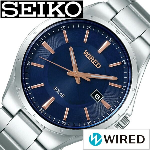 セイコー腕時計 SEIKO 腕時計 セイコー 時計 ワイアード ニューソーラーモデル WIRED NEW STANDARD メンズ ネイビー AGAD401 正規品 ブランド 定番 ビジネス シンプル ラウンド ソーラー シルバー ローズゴールド 誕生日 新生活 プレゼント ギフト 観光 旅行 入学 卒業