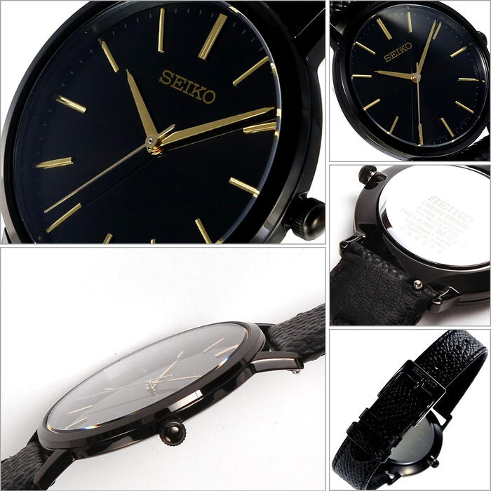 セイコー ゴールドフェザー 復刻 SEIKO GOLD Feather 限定モデル SEIKOSELECTION レディース ブラック SCXP103 正規品 限定 ペアウォッチ カップル 復刻モデル カジュアル シンプル 革 レザー オールブラック 防水 プレゼント ホワイトデー ギフト