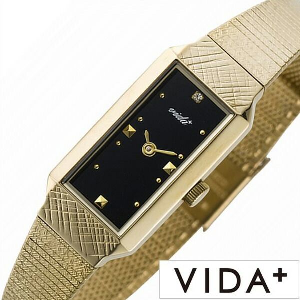 ヴィーダプラス時計 VIDA+腕時計 VIDA+ 腕時計 ヴィーダ プラス 時計 レクタンギュラー Rectangular レディース 女性 向け 妻 彼女 母 ブラック J83908-BK 正規品 ビーダ ブランド レトロ アンティーク メタル ゴールド ブレスレット プレゼント ギフト 2024 新生活 入学