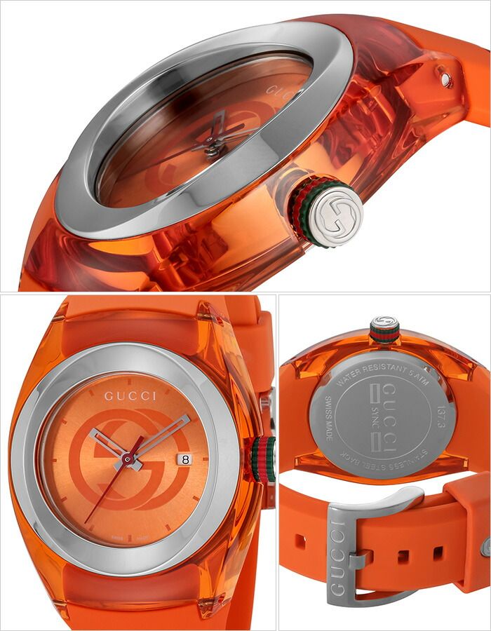 グッチ腕時計 GUCCI時計 GUCCI 腕時計 グッチ 時計 グッチシンク SYNC レディース オレンジ YA137311 ペアウォッチ 人気 ブランド 高級 防水 就活 カジュアル 名入れ 送料無料 誕生日 新生活 プレゼント ギフト 旅行 入学 卒業