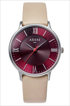 [あす楽 ペアウォッチ おすすめ ] ADEXE 腕時計 アデクス 時計 レディース 防水 レッド ADX-1870E-03 [ 正規品 おしゃれ シンプル ラウンド 日本限定 (電池交換不要) ソーラー ファッション リクルートベージュ 革ベルト レザー プレゼント ギフト ]（ 20代 30代 40代 ）