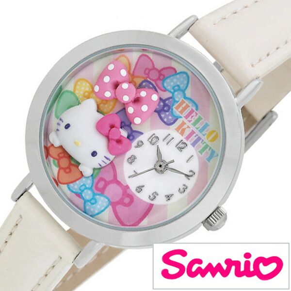 サンリオ時計 Sanrio 時計 サンリオ ハロー キティ Hello Kitty キッズ 女の子 ホワイト MJSR-F03 革ベルト レザー 子供用 キッズウォッチ かわいい おしゃれ 小学生 幼稚園生 時間 勉強 キャラクター パステル 新生活 プレゼント ギフト 観光 旅行 入学 卒業