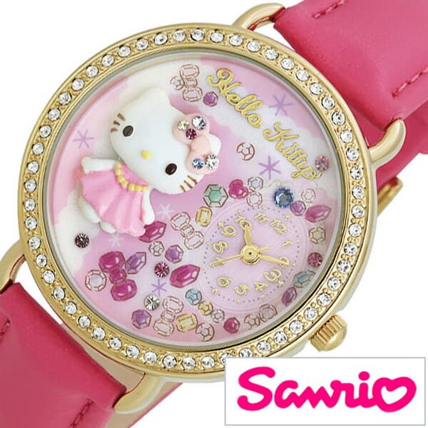 サンリオ時計 Sanrio 時計 サンリオ ハロー キティ Hello Kitty キッズ 女の子 ピンク MJSR-M01 革ベルト レザー 子供用 キッズウォッチ かわいい おしゃれ 小学生 幼稚園生 時間 勉強 キャラクター パステル 新生活 プレゼント ギフト 観光 旅行 遠足 入学 卒業