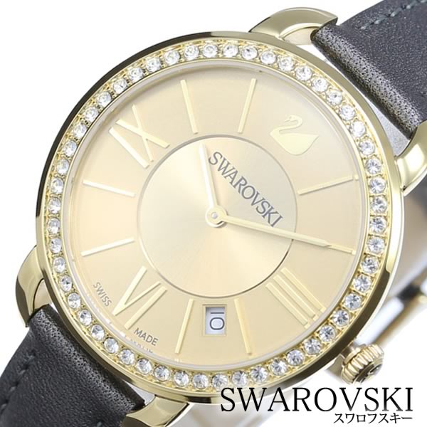 スワロフスキー腕時計 Swarovski時計 Swarovski 腕時計 スワロフスキー 時計 アイラ デイ Aila Day レディース 女性 ゴールド SW-5221141 ブランド クリスタル ラメ シンプル エレガンス 革ベルト レザー 誕生日 プレゼント 新社会人 入学 卒業 ギフト 旅行 母の日