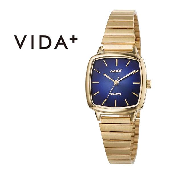 アンティーク風 レトロ 60s ファッション ヴィーダプラス腕時計 VIDA+時計 VIDA+ 腕時計 ヴィーダプラス 時計 レディース ブランド ネイビー J86011GLDNVY 正規品 大学生 社会人 メタル 金 おしゃれ スクエア型 彼女 新生活 プレゼント ギフト 観光 旅行 入学 卒業