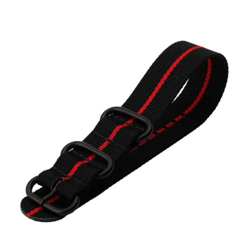 メール便 ナイロン 腕時計ベルト ZULU NYLON STRAP ズールー 時計バンド メンズ BT-NYL-22-BKRD-BK 替えベルト 幅 22mm 腕時計 交換 人気 軽い 軽量 防水 ミリタリー スポーツ アウトドア 新生活 プレゼント クリスマス ギフト 入学 卒業