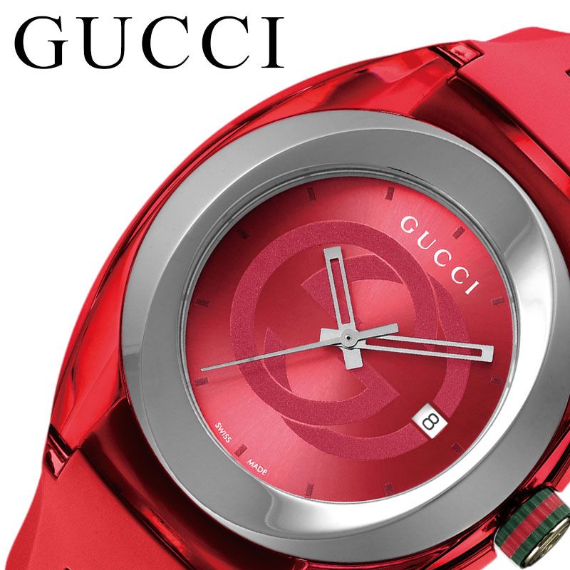 楽天ブランドアクセと腕時計のカプセルグッチ腕時計 GUCCI時計 GUCCI 腕時計 グッチ 時計 シンク SYNC メンズ 男性 父 レッド YA137103A 人気 おすすめ 高級 ブランド 大人 かわいい シェリーライン カラフル カジュアル ペアウォッチ ペアコーデ お揃い 彼氏 プレゼント ギフト 新生活 入学 卒業