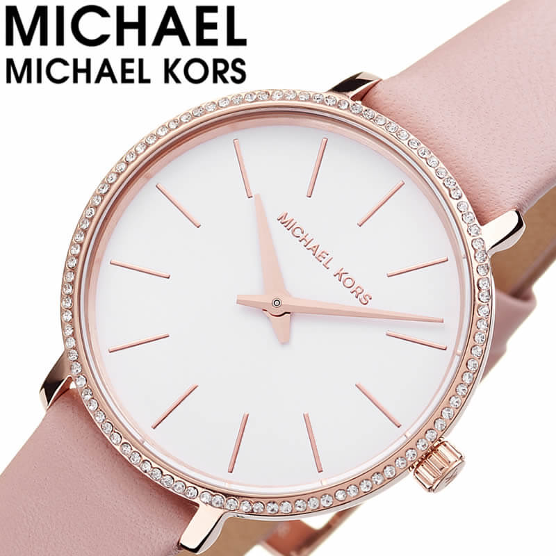 マイケルコース 【10%OFF \1,760-円引】マイケルコース 腕時計 パイパー Michael Kors Pyper 女性 レディース ホワイト ピンク 時計 MK2803 人気 ブランド おすすめ かわいい おしゃれ プレゼント ギフト 2024 観光 旅行 遠足 新生活 入学 卒業