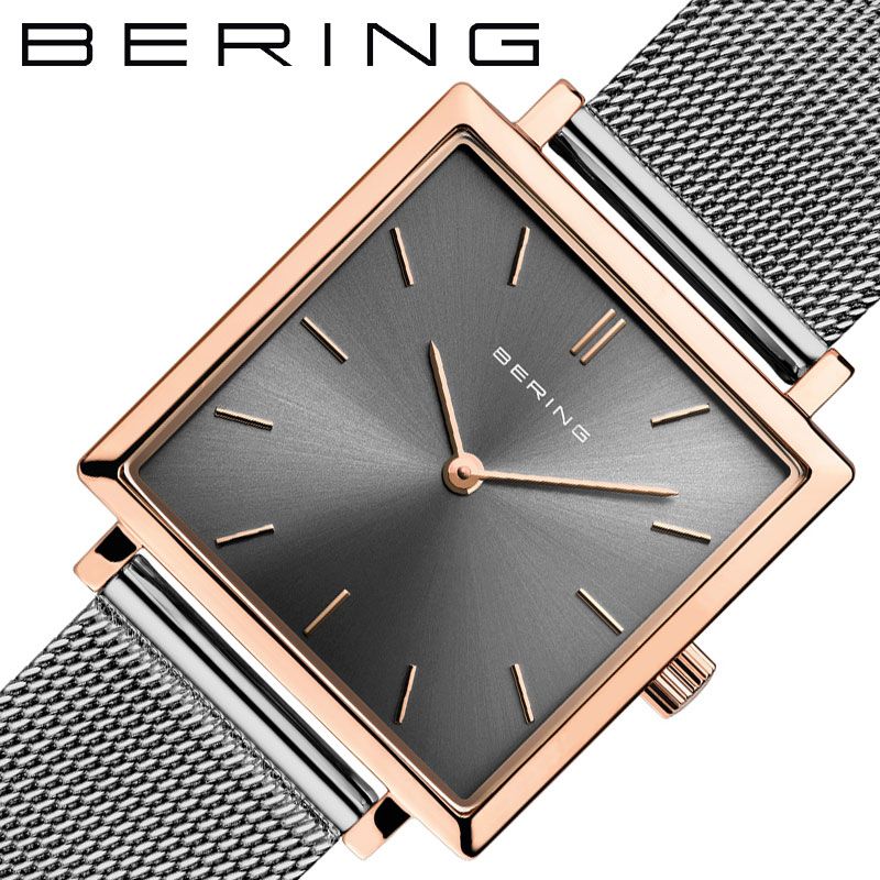 ベーリング ビジネス腕時計 レディース ベーリング 腕時計 BERING 時計 クラシックコレクション Classic Collection レディース 女性 グレー シルバー メッシュベルト スクエア 四角 正方形 華奢 小ぶり 上品 人気 おすすめ おしゃれ ブランド プレゼント ギフト 観光 旅行 遠足 新生活 入学 卒業