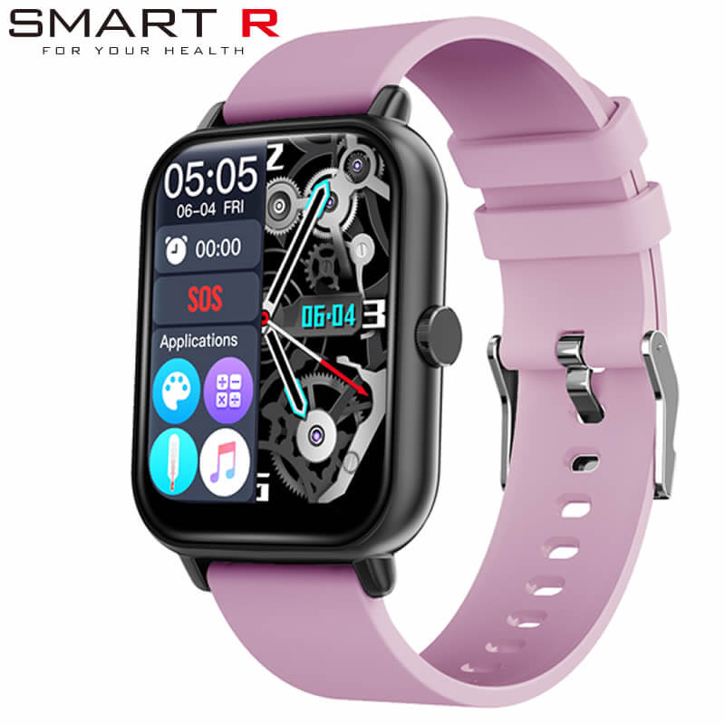 【最大2,200円引き】【20％OFF】スマートR 腕時計 SMART R 時計 スクエア デザイン iphone対応 Android対応 表面温度測定機能 血中酸素測定機能 通知機能 NY-17 ペールピンク ユニセックス 充電式デジタル スマートウォッチ 人気 ブランド プレゼント 入学 ギフト 母の日