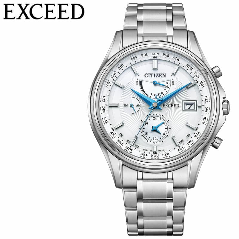 Men'S Watch - シチズン 腕時計 CITIZEN 時計 エクシード EXCEED メンズ AT9130-69W 男性 ホワイト シルバー ソーラー クォーツ 電波時計 45周年記念 ペアモデル おすすめ おしゃれ ブランド プレゼント 新社会人 入学 卒業 ギフト