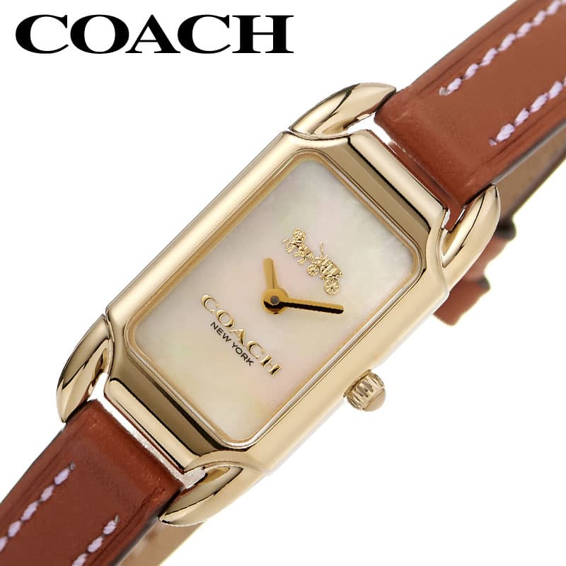 楽天ブランドアクセと腕時計のカプセルコーチ 腕時計 COACH 時計 レディース 14504029 女性 ホワイトシェル パール レザーベルト ブラウン 人気 おすすめ 四角 スクエア おしゃれ 華奢 小さめ 小ぶり 大人 可愛い かわいい ブランド 誕生日 記念日 お祝い 成人 式 彼女 娘 プレゼント ギフト ご褒美 新生活 入学