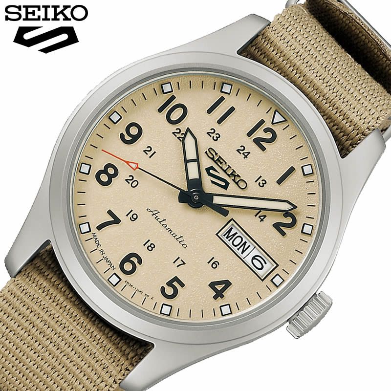 楽天ブランドアクセと腕時計のカプセルセイコー 腕時計 ファイブスポーツ Field Sports Style SEIKO 5 メンズ ベージュ 時計 機械式 自動巻き SBSA199 おすすめ おしゃれ ブランド 実用 ビジネス カジュアル ファッション 話題 本格派 プレゼント クリスマス ギフト