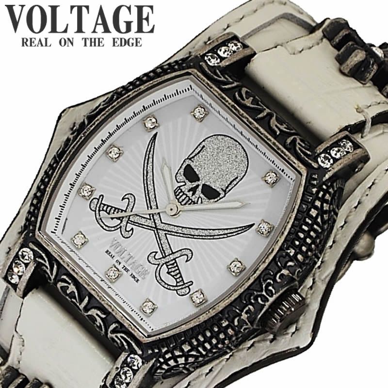 乐天商城 - ヴォルテージ VOLTAGE 腕時計 チャーチ CHURCH メンズ VO-024S-01W 男性 ホワイト バイカー ロック 革ジャン コンチョ シルバー ハード おすすめ おしゃれ ブランド プレゼント 新社会人 入学 卒業 ギフト