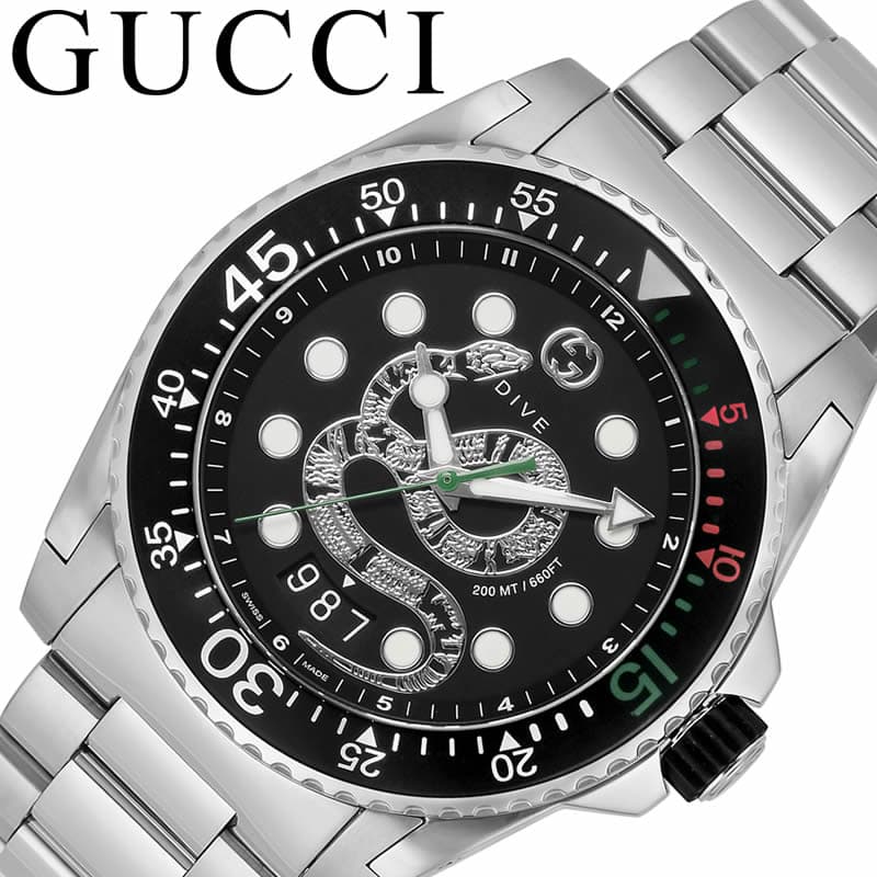 GUCCI - グッチ 腕時計 GUCCI 時計 ダイヴ DIVE メンズ YA136218 男性 ブラック シルバー イタリア ブランド 高級 ファッション 仕事 大人 おすすめ おしゃれ プレゼント 新社会人 入学 卒業 ギフト