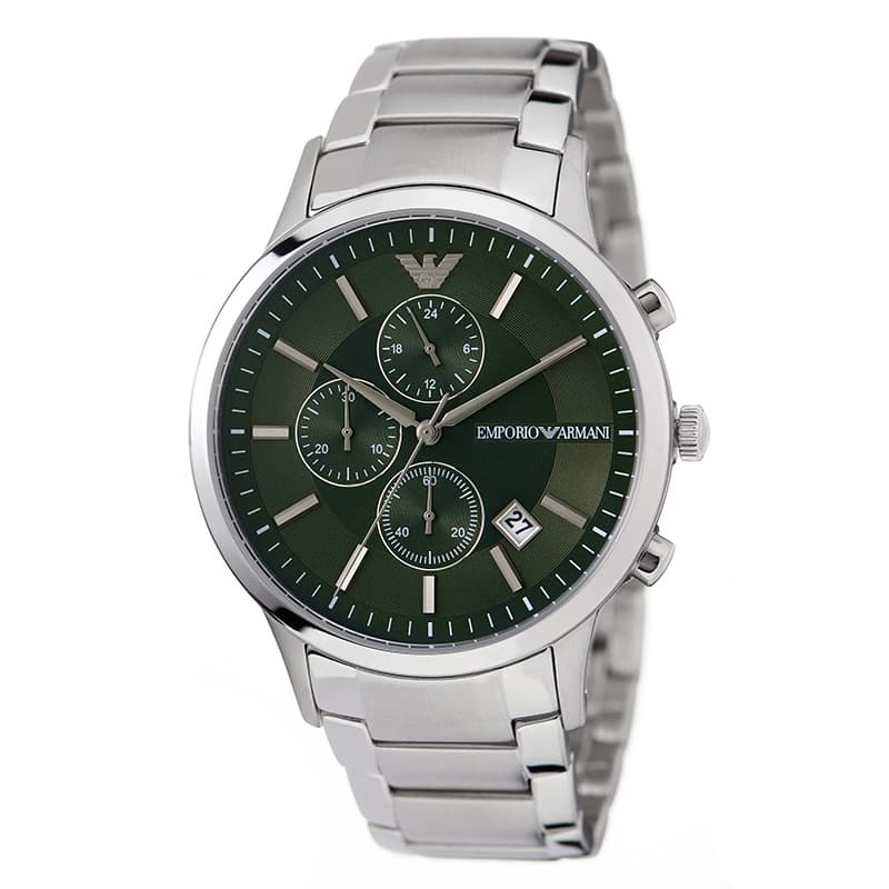 エンポリオ アルマーニ 腕時計 EMPORIO ARMANI 時計 レナート RENATO メンズ AR11507 男性 グリーン シルバー 大人カジュアル スーツ 本格 贈り物 彼氏 旦那 夫 お祝い 卒業 入学 進学 研修 合格 転勤 景品 おしゃれ ブランド プレゼント