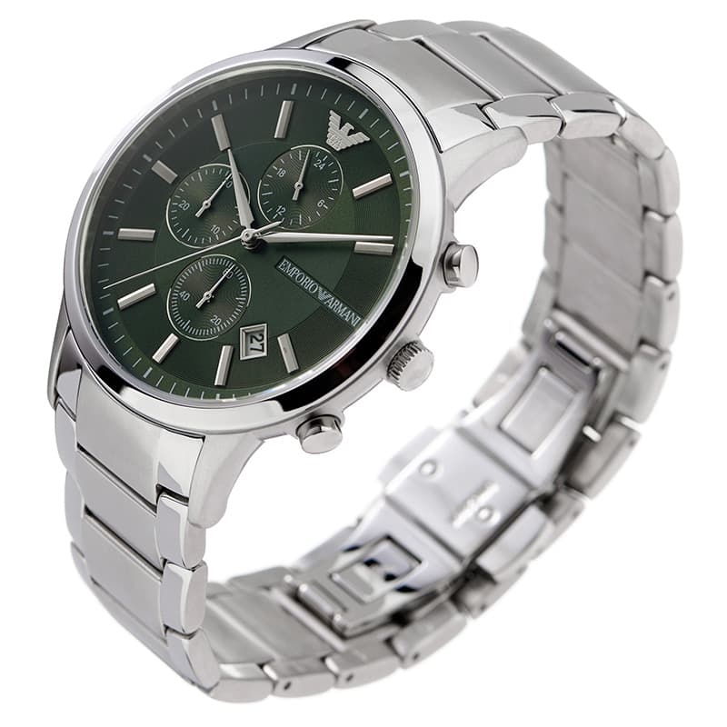 エンポリオ アルマーニ 腕時計 EMPORIO ARMANI 時計 レナート RENATO メンズ AR11507 男性 グリーン シルバー 大人カジュアル スーツ 本格 贈り物 彼氏 旦那 夫 お祝い 卒業 入学 進学 研修 合格 転勤 景品 おしゃれ ブランド プレゼント