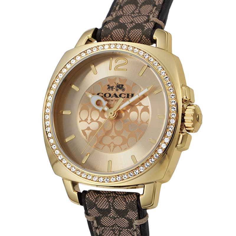 ブランドアクセと腕時計のカプセルのコーチ 腕時計 COACH 時計 ボーイフレンド BOYFRIEND レディース 14502509 女性 ゴールド ブラウン 華奢 オフィス きれいめ 定番 デート 贈り物 バースデー 景品 おすすめ ブランド プレゼント 新社会人 入学 卒業 ギフト モテる 王道 彼女 彼氏 母の日｜アングル3